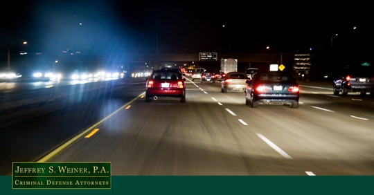 highway at night, POV of a driver